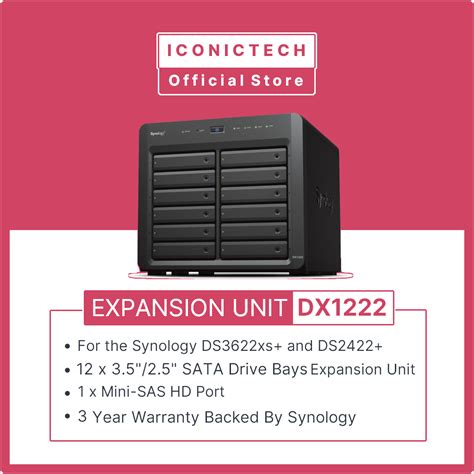 Expansion unit for DS3622xs+ & DS2422+; expansion port: mini-SAS HD